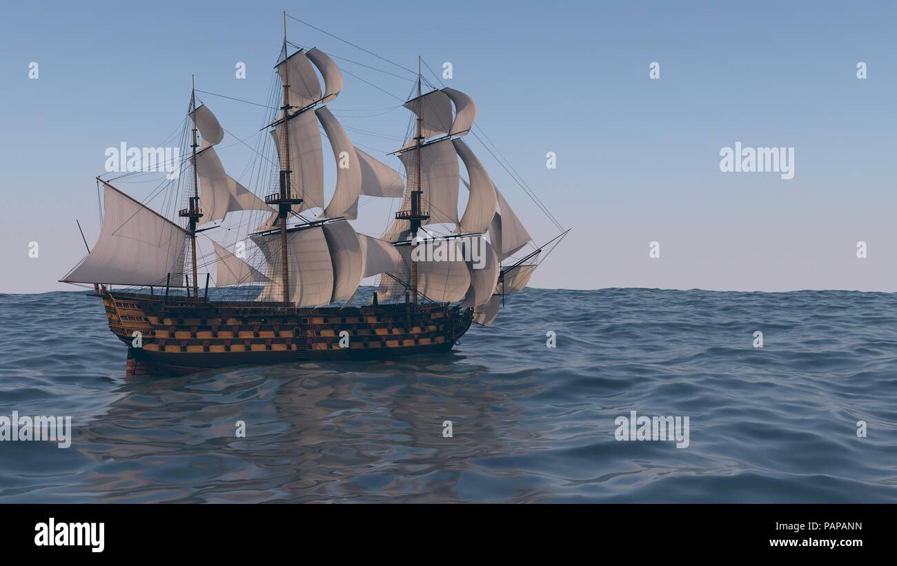 3d rendering of the ship in the ocean Stock Photo Alamy