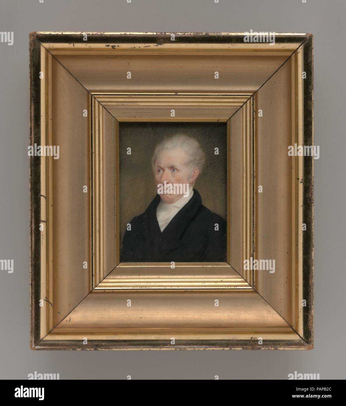 Gilbert Stuart. Artist: Sarah Goodridge (1788-1853). Dimensions: 3 21/32 x 2 3/4 in. (9.3 x 7 cm). Date: ca. 1825.  The sitter (1755-1828) was a celebrated American portrait painter, best known today for his images of George Washington. Another version of this miniature is in the Smithsonian American Art Museum, Washington, D.C. Museum: Metropolitan Museum of Art, New York, USA. Stock Photo