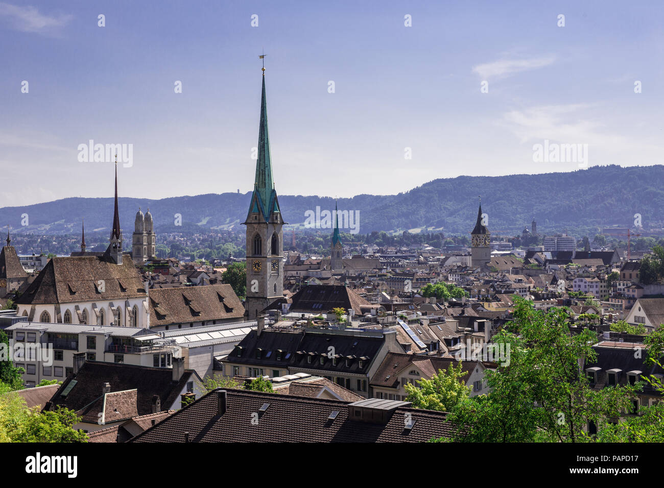 Panorama of the city of Zuerich, Switzerland Stock Photo