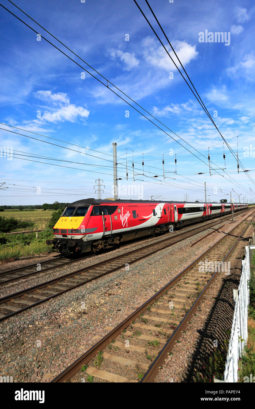 Virgin trains 82 201, East Coast Main Line Railway, Peterborough, Cambridgeshire, England, UK Stock Photo