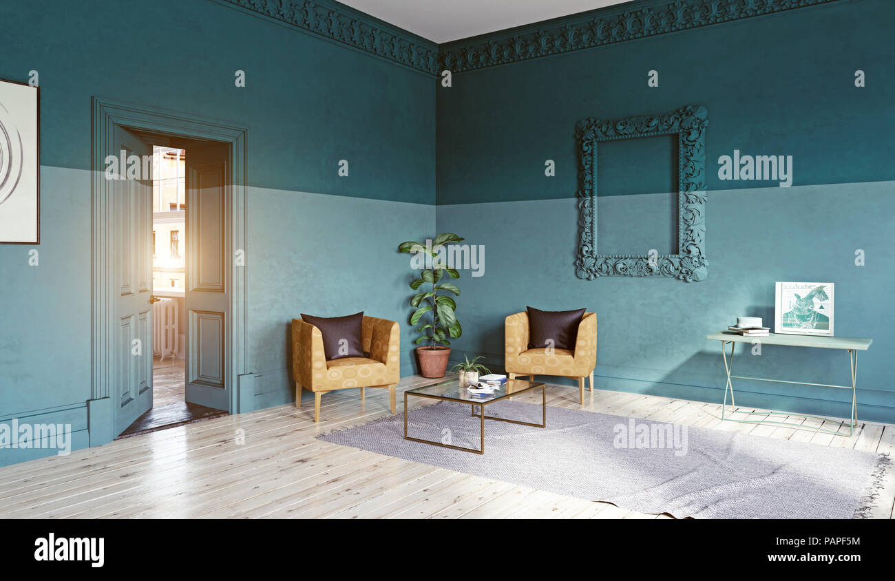 modern living room interior. 3d rendering color blocking concept ... modern living room interior. 3d rendering color blocking concept ...