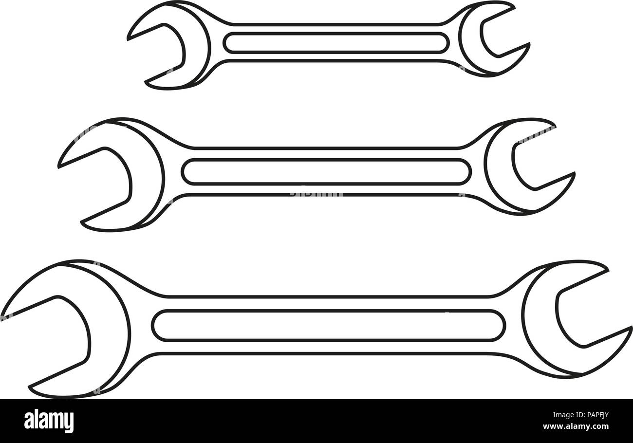 Line art black and white spanner set Stock Vector Image & Art Alamy
