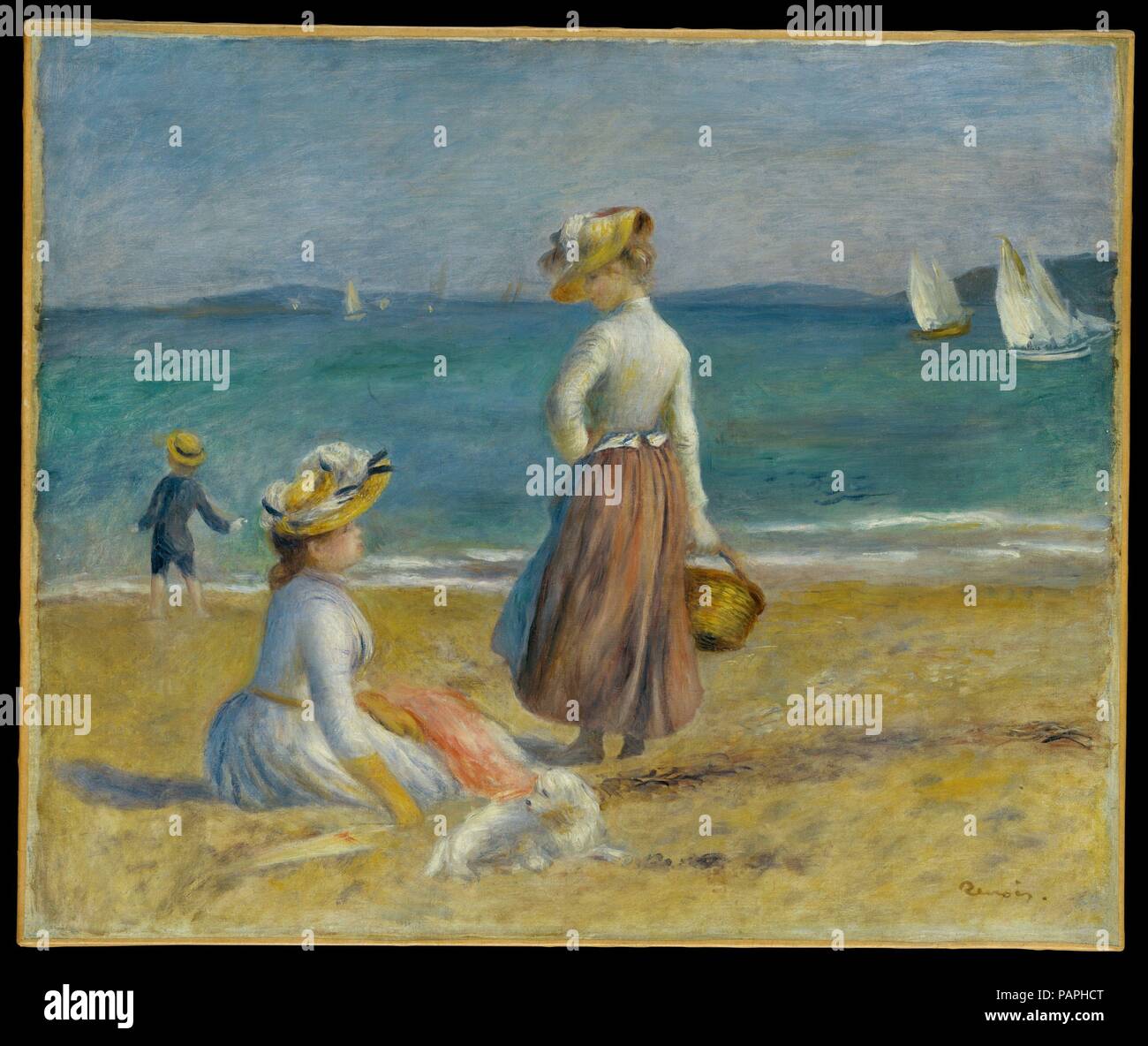 Figures on the Beach. Artist: Auguste Renoir (French, Limoges 1841-1919  Cagnes-sur-Mer). Dimensions: 20 3/4 x 25 1/4 in. (52.7 x 64.1 cm). Date:  1890. Probably painted in 1890 on the Cote d'Azur