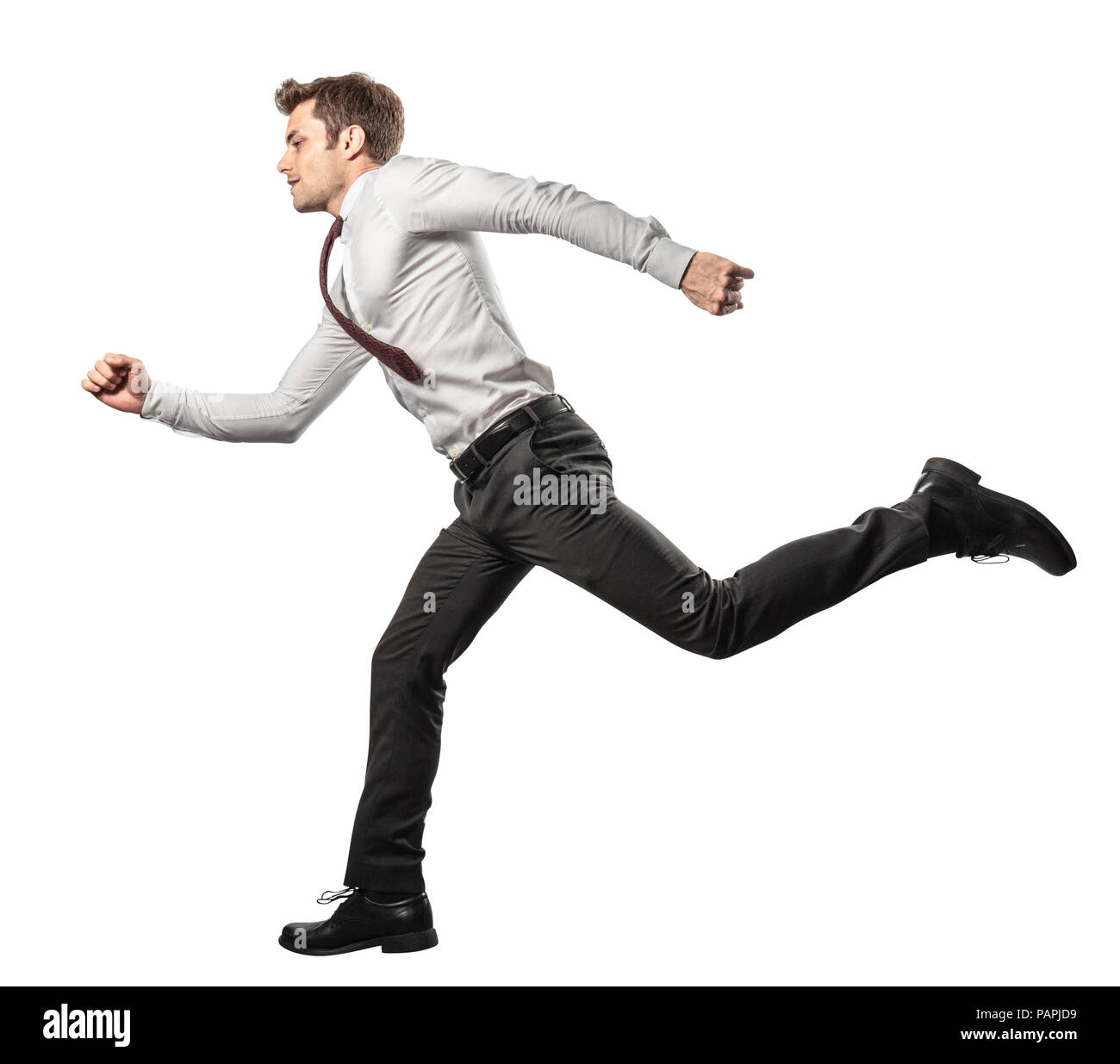 running businessman isolated on white Stock Photo - Alamy