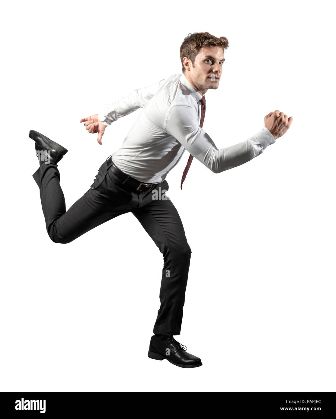 running businessman isolated on white Stock Photo - Alamy