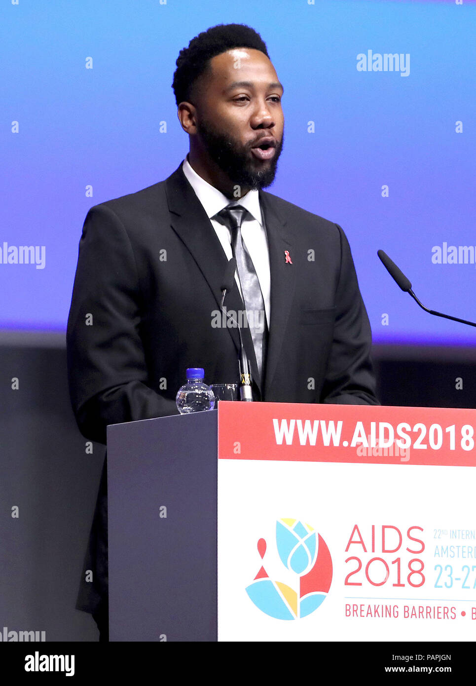 Ndaba Mandela Grandson Of Nelson Mandela Speaks At The Launch A New Coalition Of Global Aids Funders Eth The Menstar Coalition During The Aids 2018 Summit In Amsterdam The Netherlands Stock