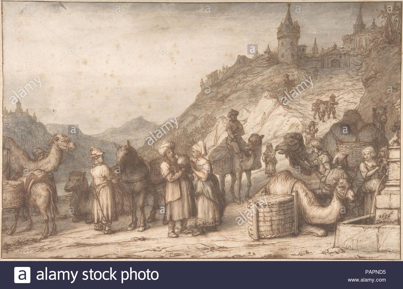 Artist: Lambert Doomer (Dutch, Amsterdam 1624-1700 Amsterdam). Dimensions: sheet: 10 3/8 x 16 in. (26.3 x 40.6 cm). Date: 1696.