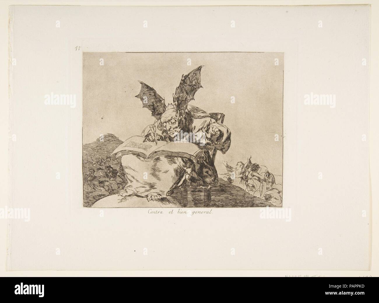 Plate 71  from 'The Disasters of War' (Los Desastres de la Guerra): 'Against the common good.' (Contra el bien general.). Artist: Goya (Francisco de Goya y Lucientes) (Spanish, Fuendetodos 1746-1828 Bordeaux). Dimensions: Plate: 6 7/8 × 8 11/16 in. (17.5 × 22 cm)  Sheet: 9 15/16 × 13 9/16 in. (25.2 × 34.5 cm). Series/Portfolio: The Disasters of War. Date: after 1814-15 (published 1863). Museum: Metropolitan Museum of Art, New York, USA. Stock Photo