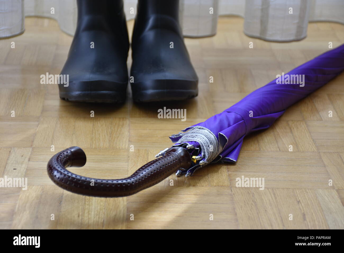 Umbrella and boots Stock Photo Alamy