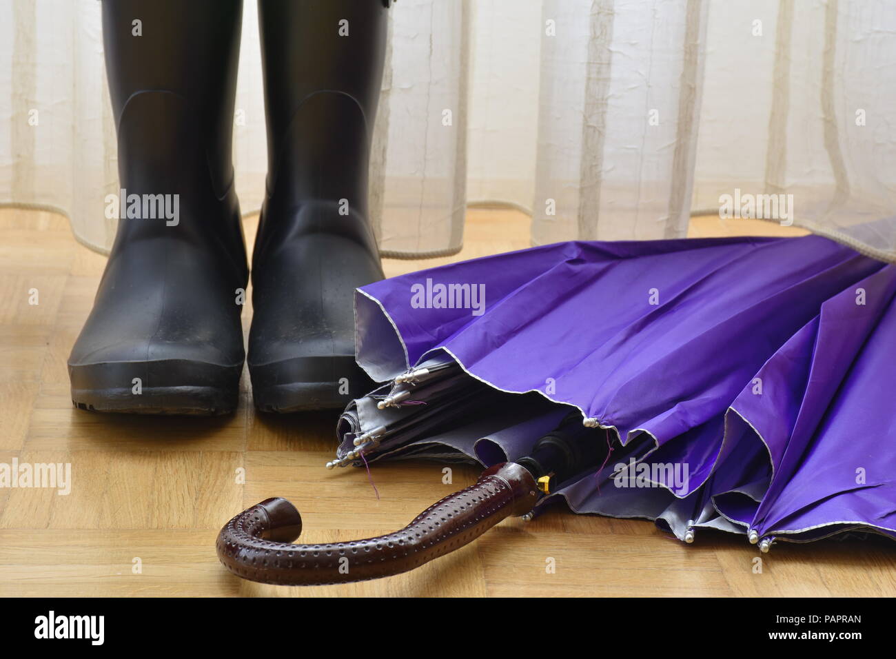 Umbrella and boots Stock Photo Alamy