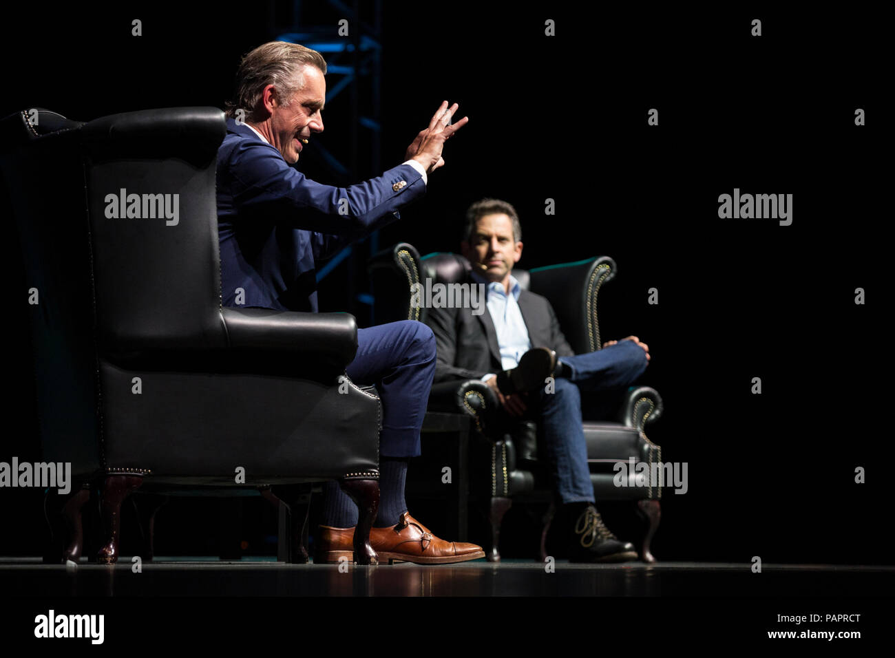 Psychologist Jordan the world's most controversial intellectual, debated with atheist Sam Harris of 6000 spectators at 02 Arena Stock Photo - Alamy