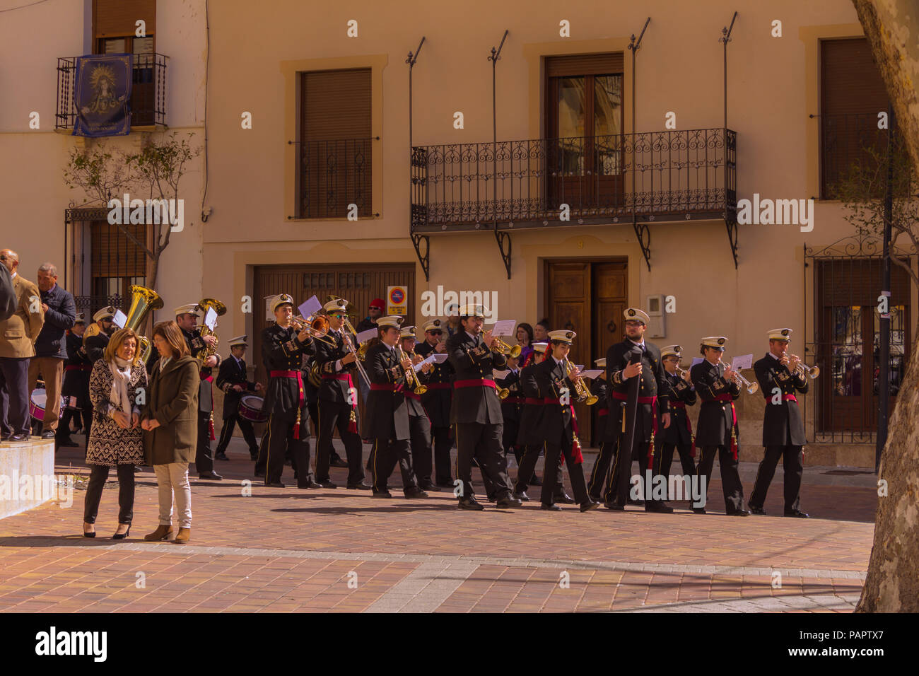 Marching Band in a small rural town in Spain celebrates Semana Santa