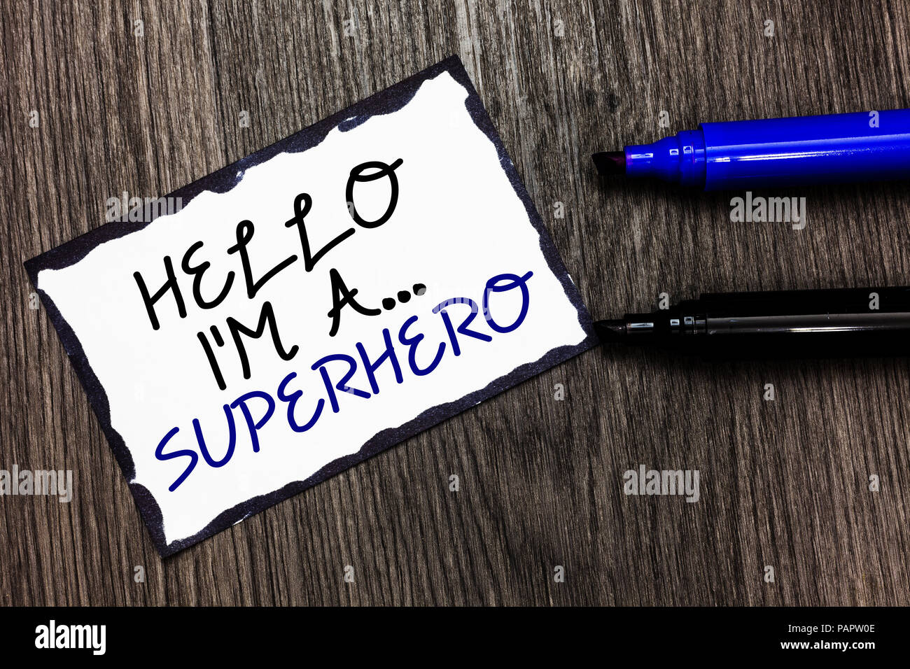 Superhero Hello Word writing text Hello I am A ... Superhero. Business concept for ...