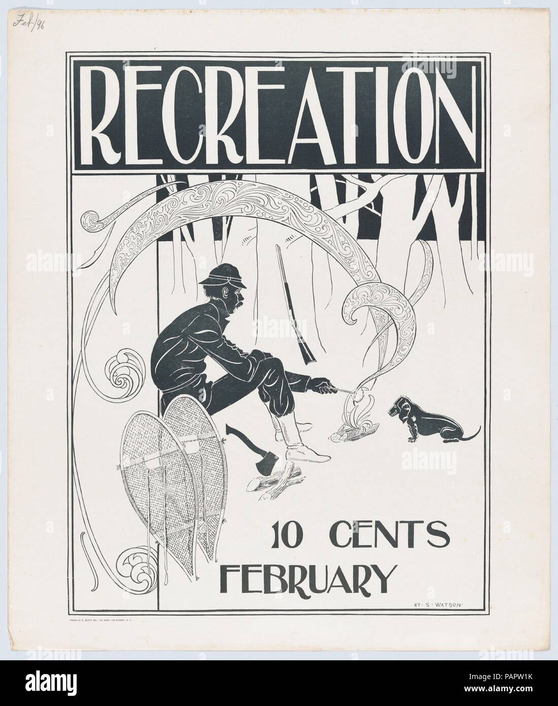 Recreation: February. Artist: Henry Sumner Watson (American, Bordentown, New Jersey 1868-1933). Dimensions: Sheet: 16 7/16 in. × 14 in. (41.8 × 35.5 cm)  Image: 14 9/16 × 10 15/16 in. (37 × 27.8 cm). Date: n.d.. Museum: Metropolitan Museum of Art, New York, USA. Stock Photo