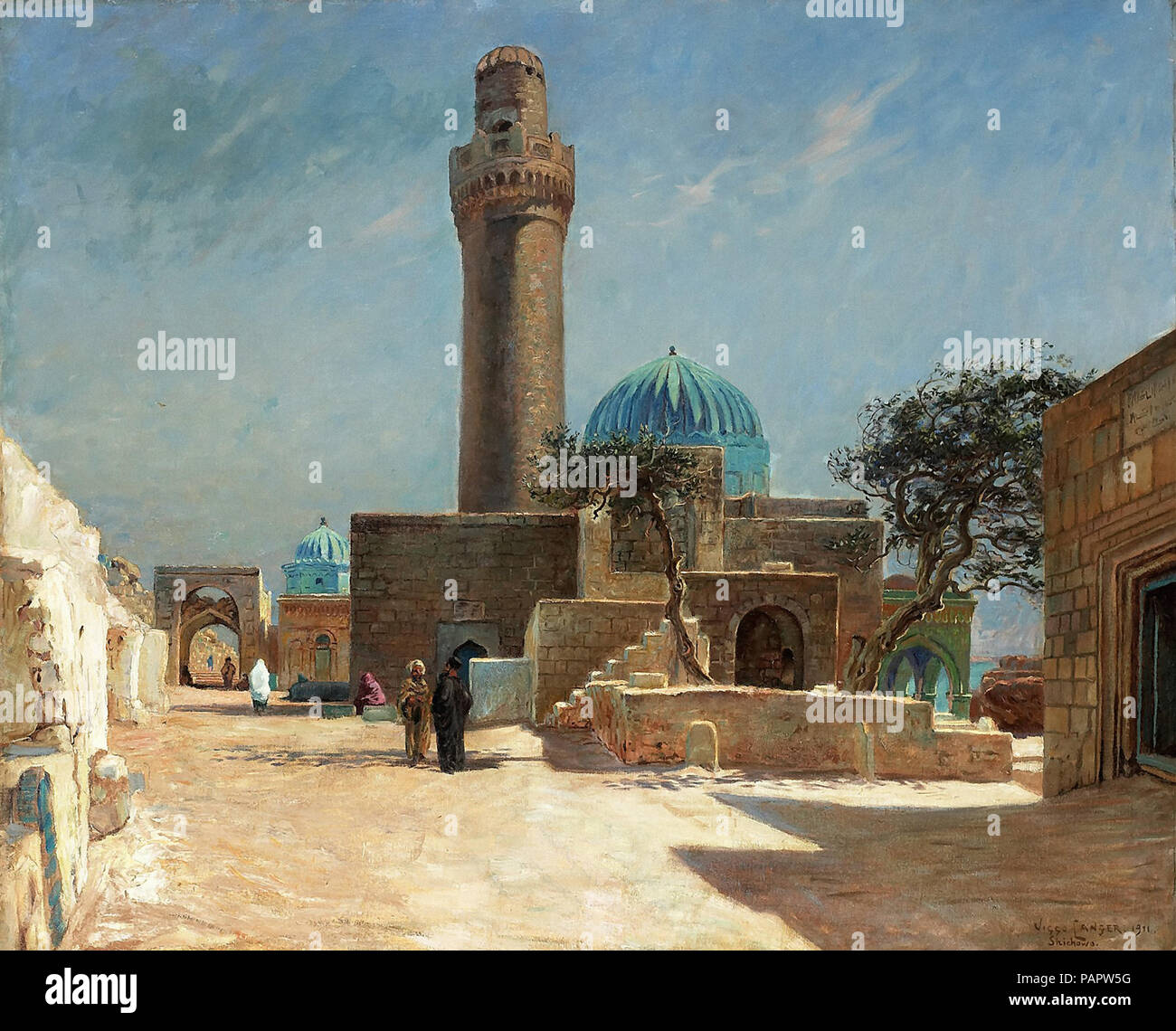 Langer  Olaf Viggo Peter - Stadsscen Med Moské (View of the Bibi-Heybat Mosque  Baku) Stock Photo