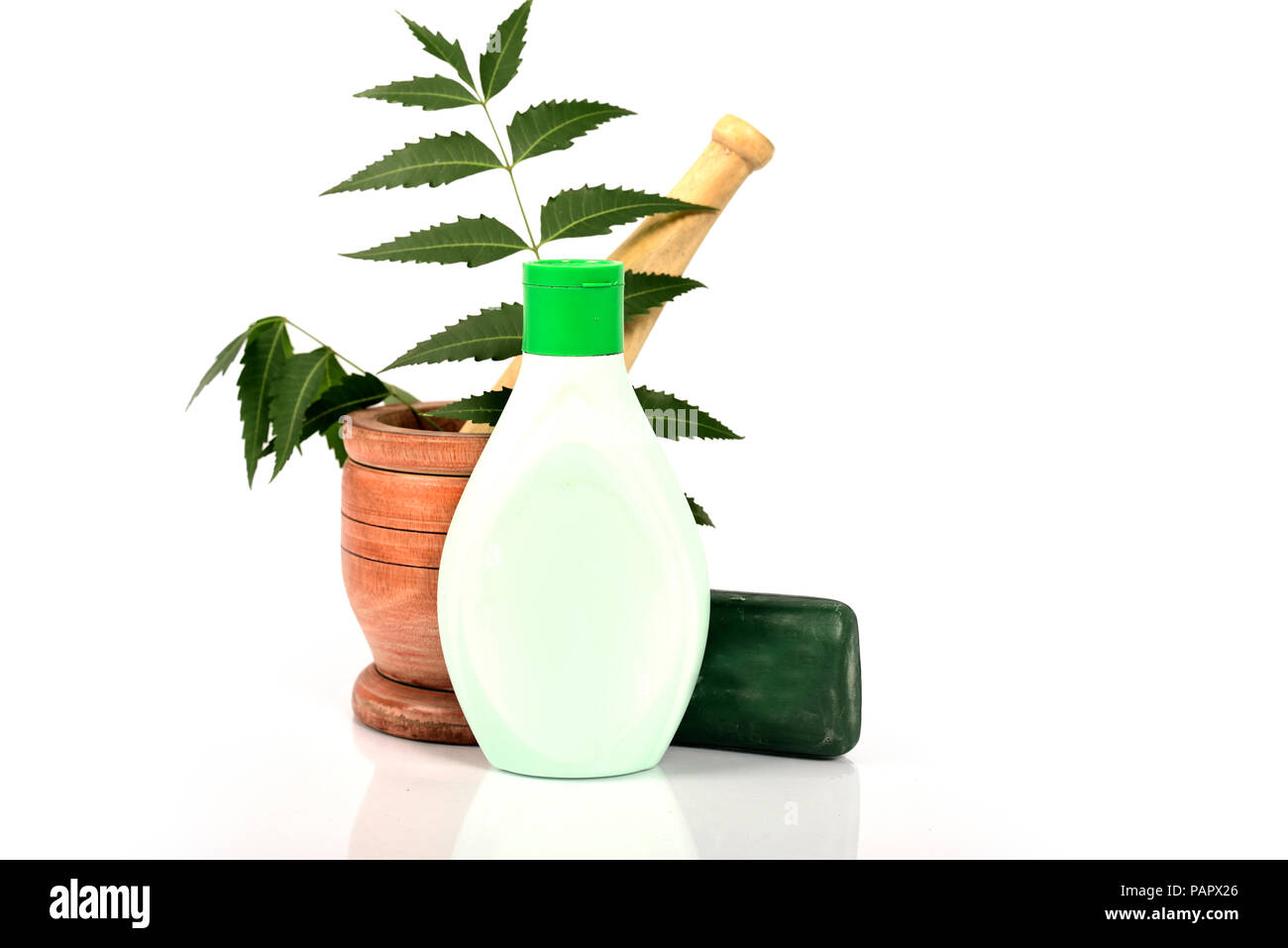 Ayurveda Bath Shop And Oil On White Background Stock Photo