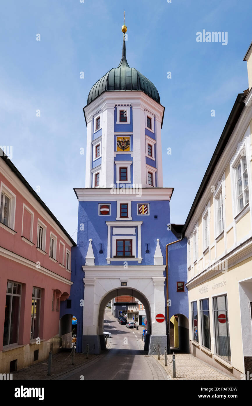 Germany, Bavaria, Burgau, town gate Stock Photo