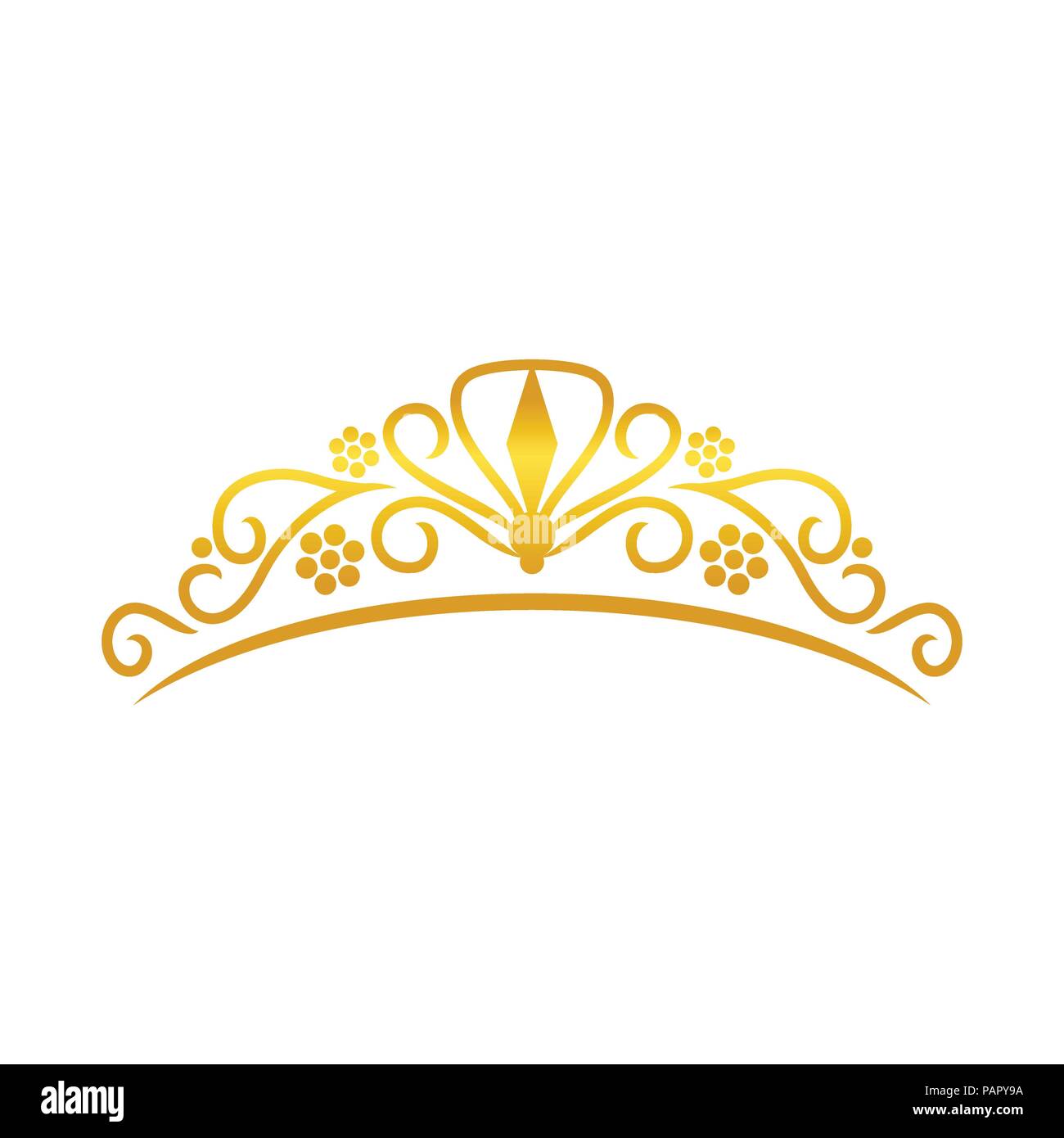 Beauty Golden Tiara Crown Vector Symbol Graphic Logo Design Stock Vector
