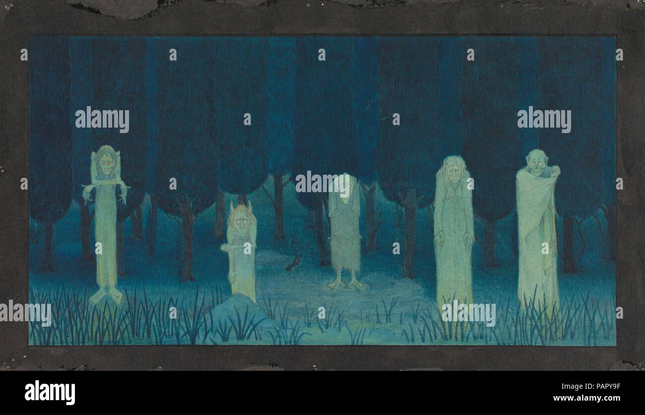 Five Ghouls. Artist: Herbert E. Crowley (British, London 1873-1939 Zurich). Dimensions: Image: 5 11/16 × 10 7/8 in. (14.4 × 27.6 cm)  Sheet: 7 1/16 × 12 5/16 in. (18 × 31.2 cm). Date: 1911-24. Museum: Metropolitan Museum of Art, New York, USA. Stock Photo