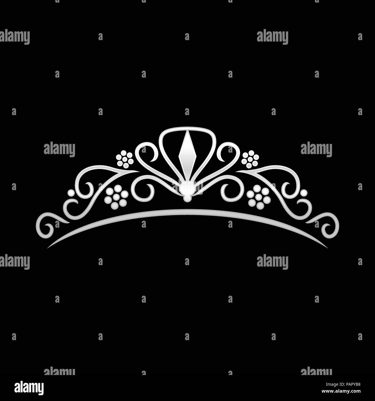 Beauty Silver Tiara Crown Vector Symbol Graphic Logo Design Stock Vector