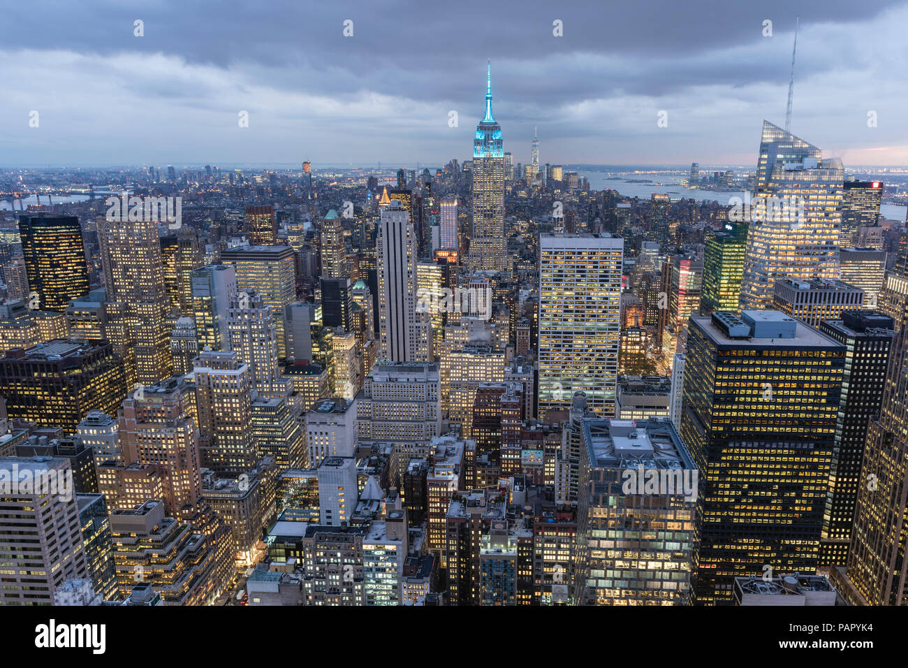 USA, New York City, Manhattan, cityscape as seen from Top of the Rock observation platform Stock Photo