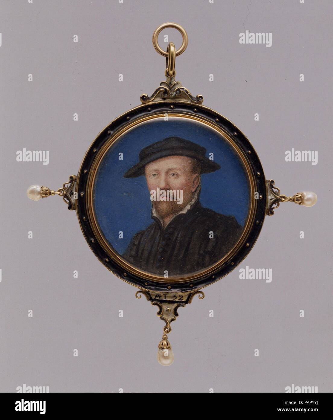 Portrait of a Man, Said to Be Arnold Franz. Artist: Imitator of Hans Holbein the Younger (17th or early 18th century). Dimensions: Diameter 2 1/8 in. (53 mm). Museum: Metropolitan Museum of Art, New York, USA. Stock Photo
