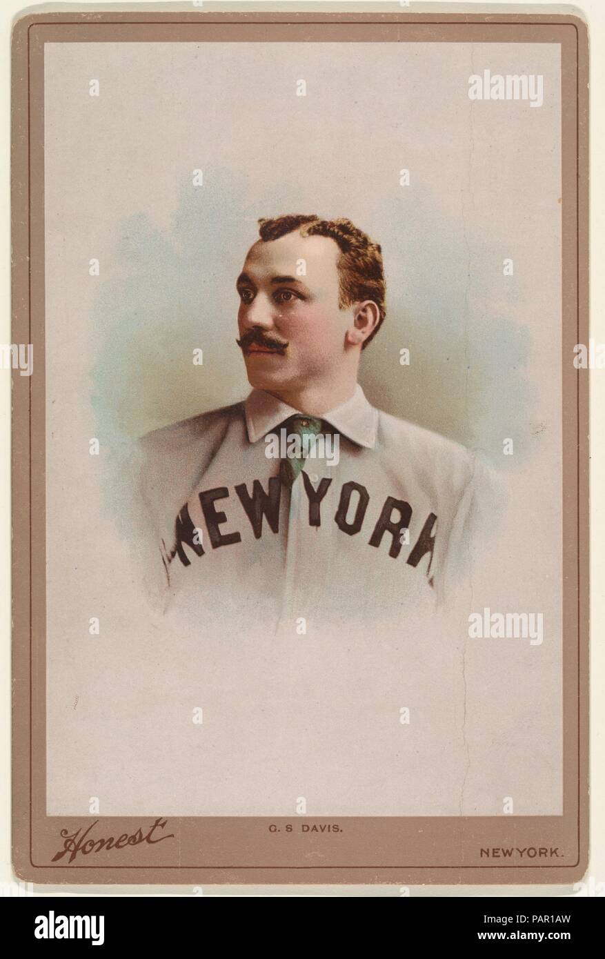 G.S. Davis, New York, from the Sports Celebrities series (N142) issued by W. Duke, Sons & Co. to promote Honest Long Cut Tobacco. Dimensions: Sheet: 9 × 6 in. (22.8 × 15.2 cm). Publisher: Issued by W. Duke, Sons & Co. (New York and Durham, N.C.). Date: 1894.  Large cabinet card from the 'Sports Celebrities' series (N142), issued in a set of seven cards in 1894 by W. Duke, Sons & Co. to promote Honest Long Cut Tobacco. The rare set contains four portraits of baseball players and three portraits of cyclists. Museum: Metropolitan Museum of Art, New York, USA. Stock Photo