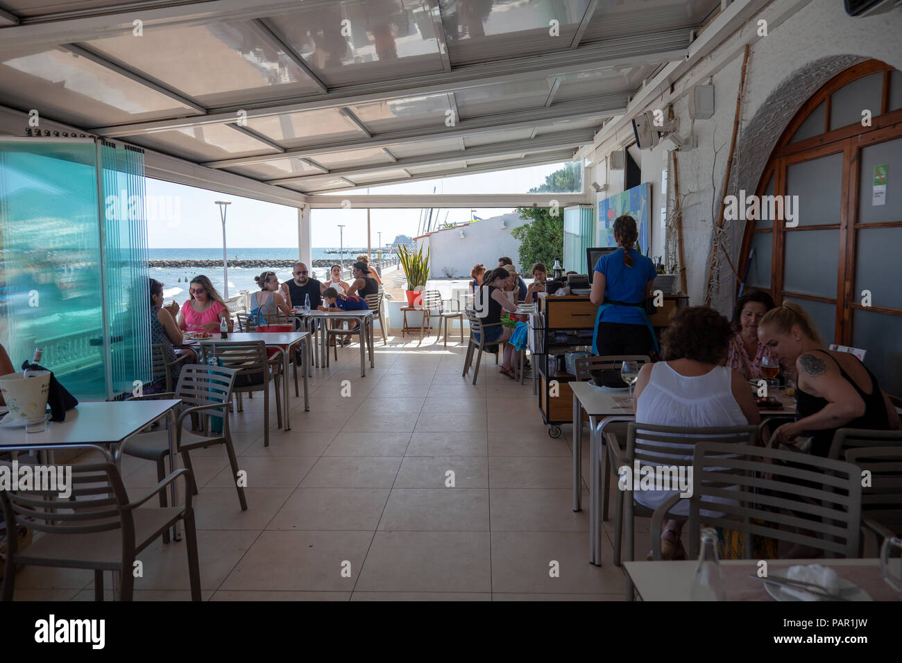 Pic Nic Beach Restaurant in Sitges , Spain Stock Photo