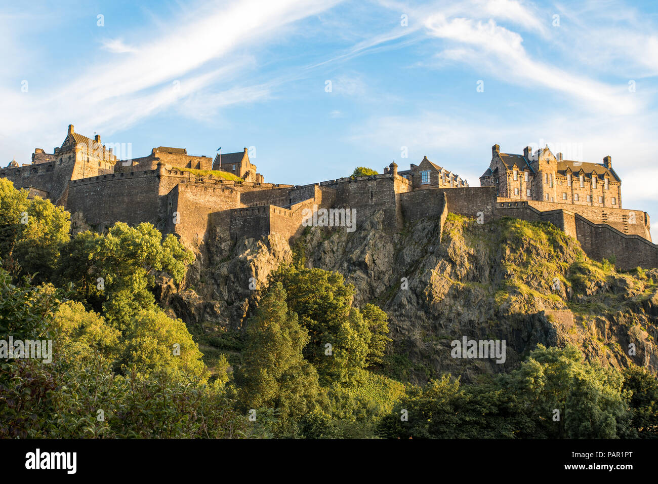 Edinburgh Castle as seen from Princes Street Gardens Stock Photo