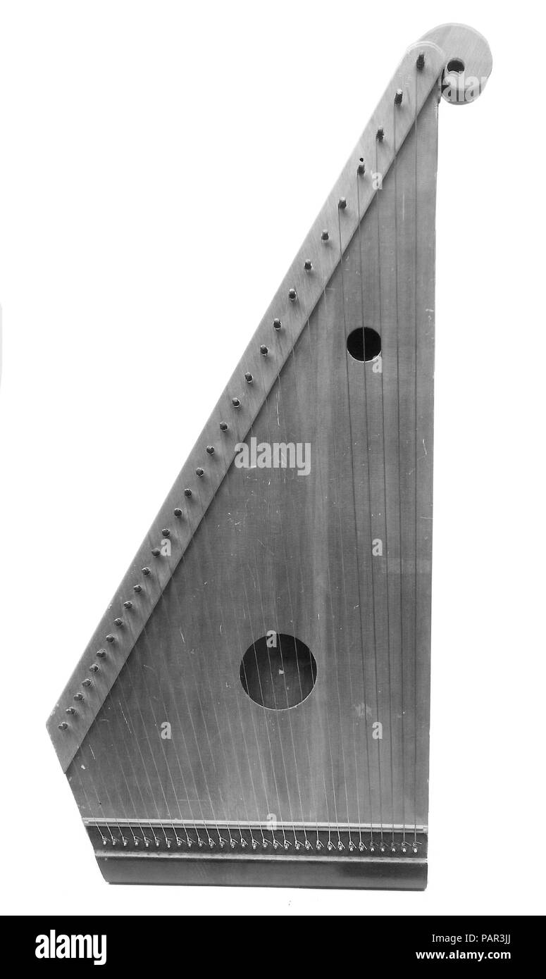 Kantele. Culture: Finnish. Dimensions: Length  90.5 cm., Greatest width  38.7 cm., Depth of soundbox  4.1 cm., Sounding length of longest string  79.0 cm., Sounding length of shortest string  9.8 cm.. Date: 19th century. Museum: Metropolitan Museum of Art, New York, USA. Stock Photo