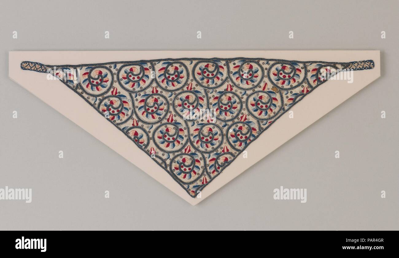 Forehead cloth. Culture: British. Dimensions: Forehead cloth: H. 7 x W ...