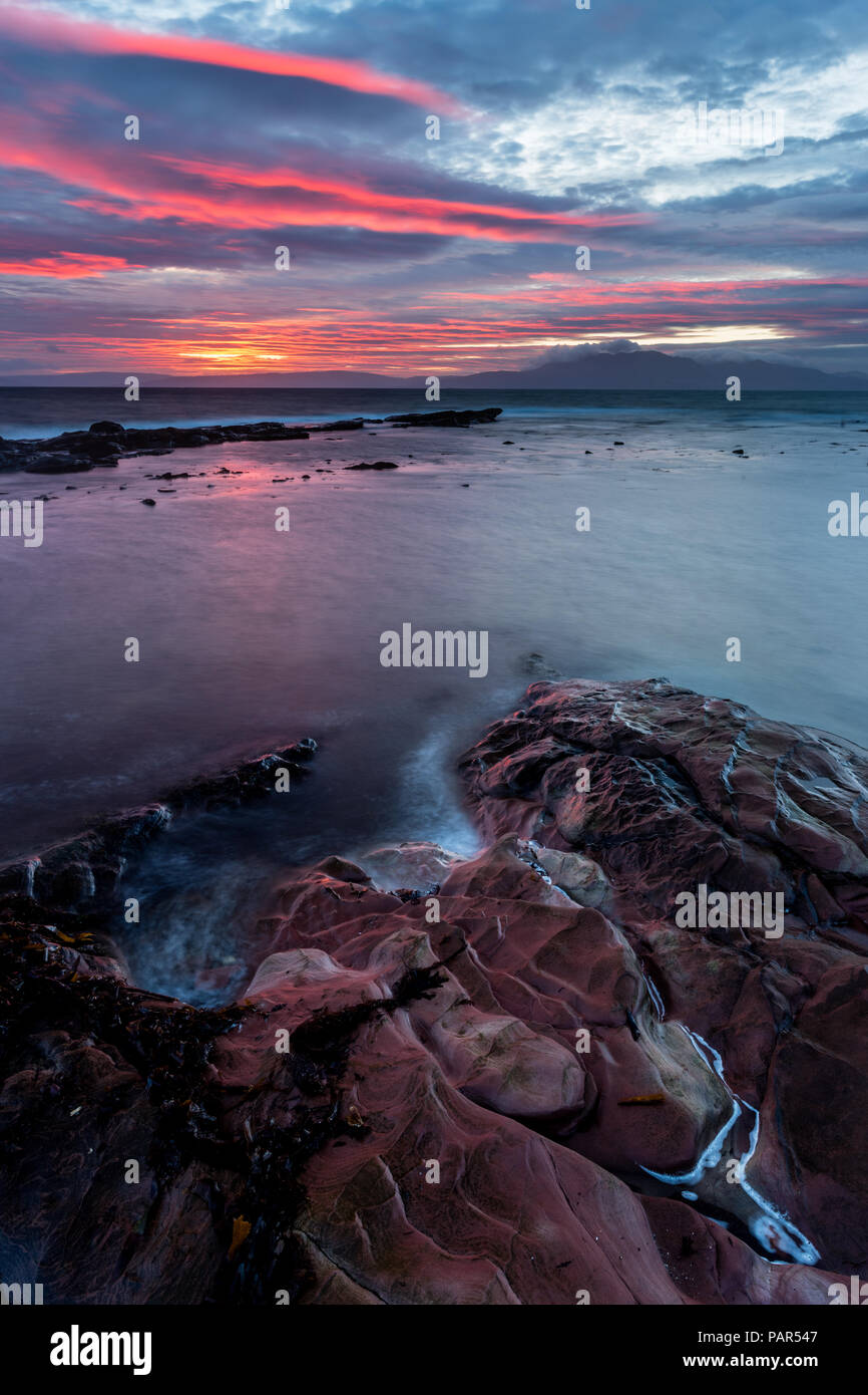 Seamill coast sunset Stock Photo