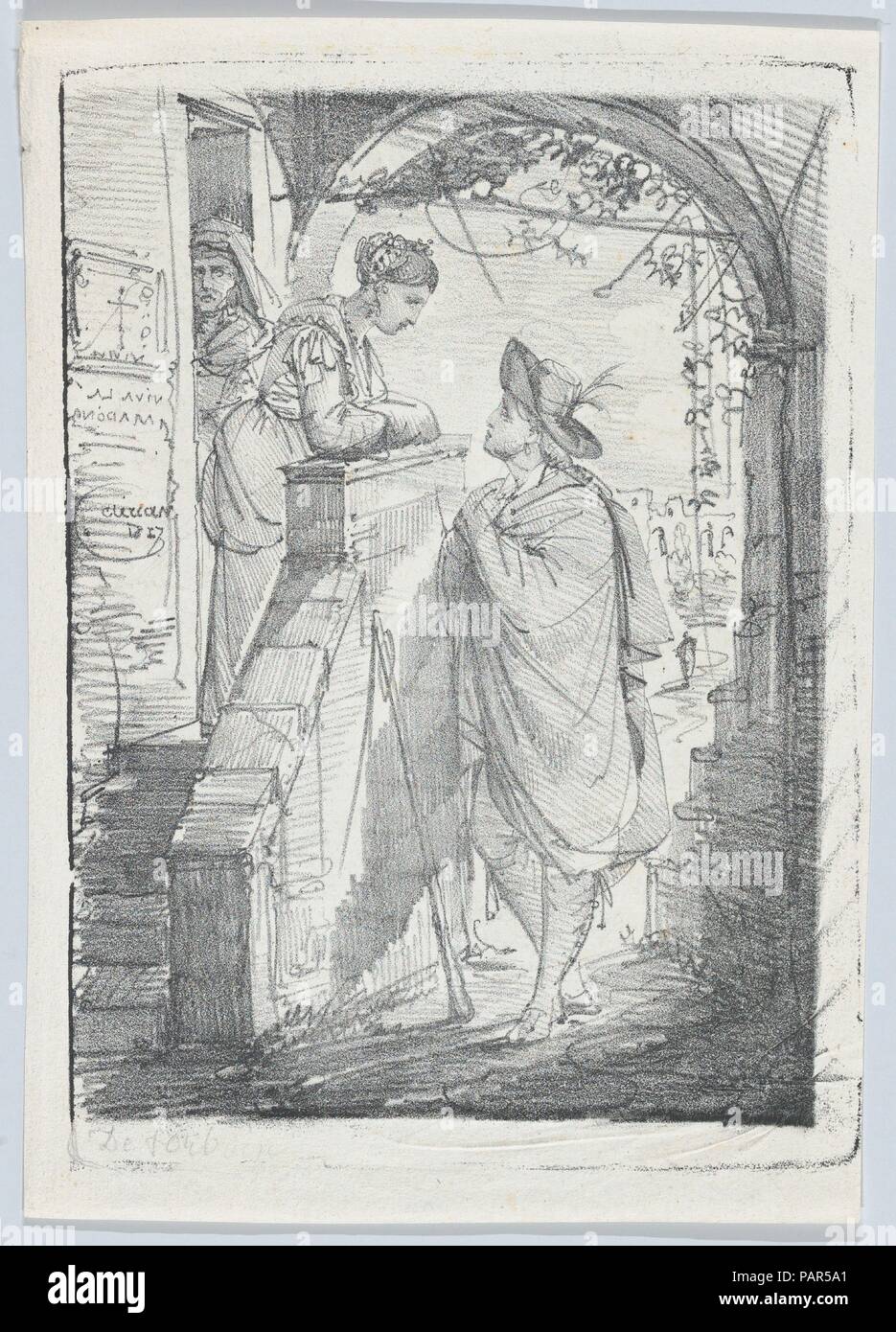 Viva La Madonna. Artist: Thomas Joseph Clérian (French, Aix 1796-1842  Avignon). Dimensions: Sheet: 9 15/16 × 7 1/16 in. (25.3 × 17.9 cm). Date:  1817. Museum: Metropolitan Museum of Art, New York, USA Stock Photo - Alamy