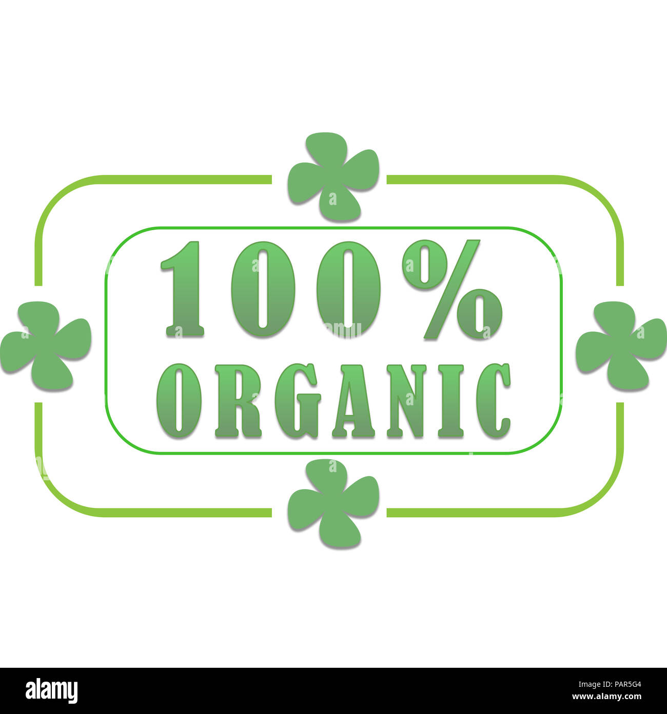 Green 100 percent organic label on a white background Stock Photo - Alamy