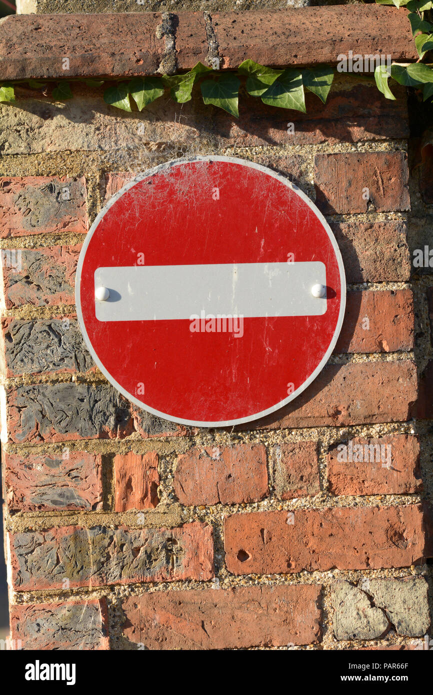 No Entry sign fixed to wall Stock Photo Alamy