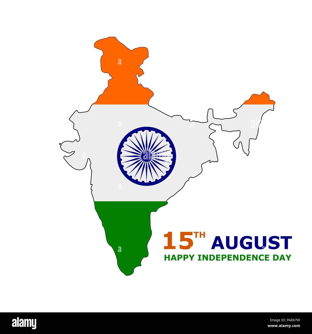 India map flag vector with independence day wishes Stock Vector