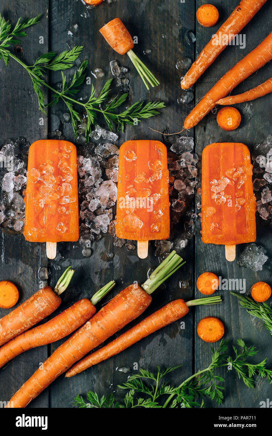 Carrot ice popsicles Stock Photo