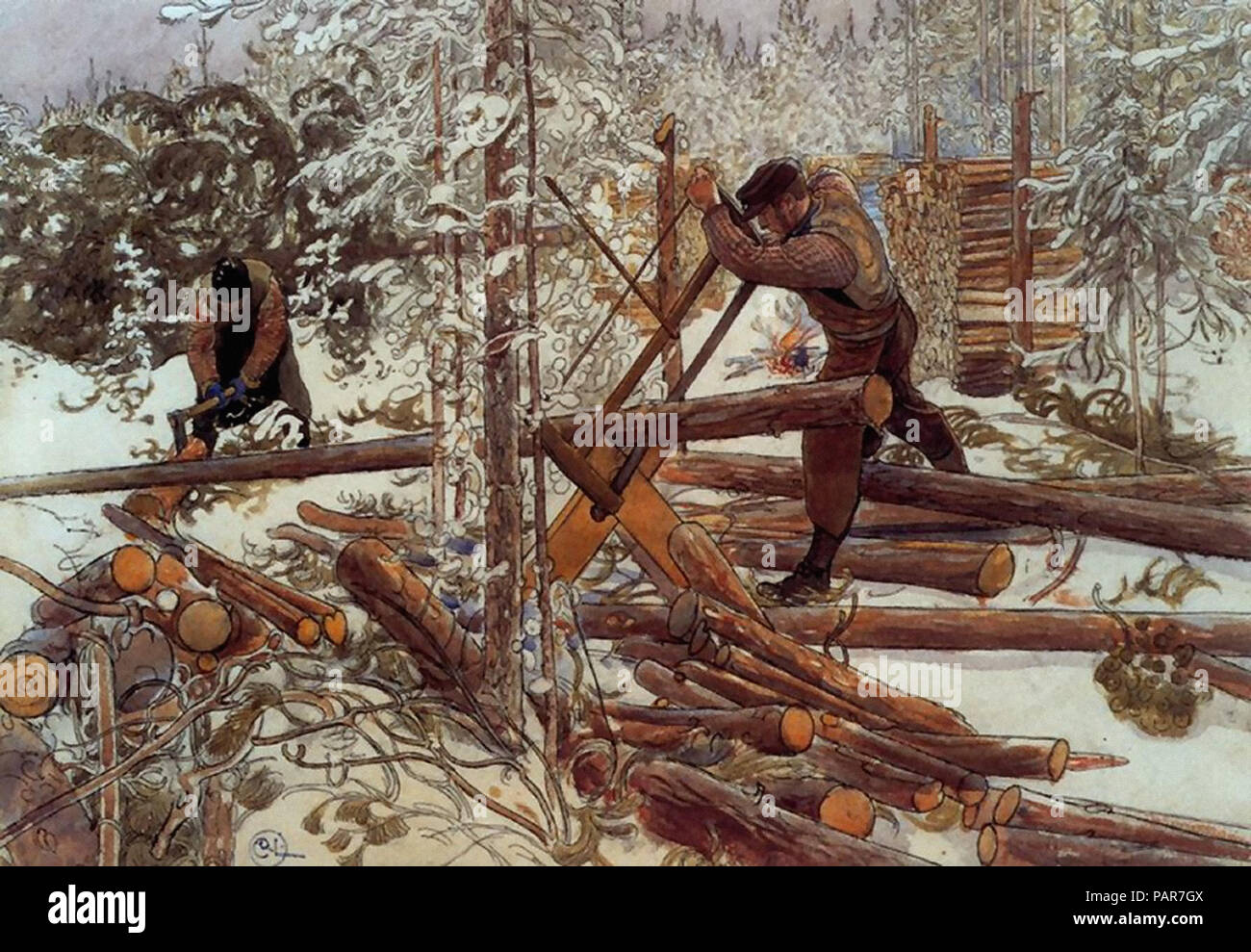 Hand Embr Patterns & Magazines Carl Larsson Woodcutters in ...
