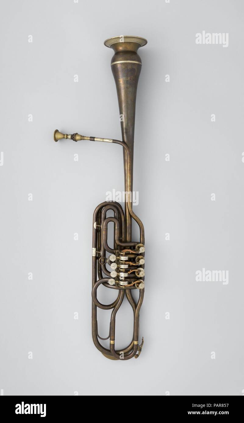 Clavicorno fagotto (brass bassoon) in B-flat. Culture: Italian. Dimensions:  36 1/8 × 7 × 11 in. (91.8 × 17.8 × 27.9 cm) Diameter: 4 7/8 in. (12.4 cm).  Date: ca. 1888. The