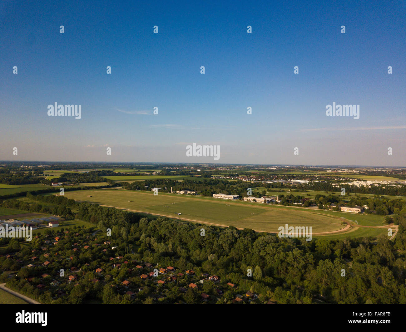 Aerial view, racecourse Riem, Daglfing, Munich, Upper Bavaria, Bavaria, Germany Stock Photo