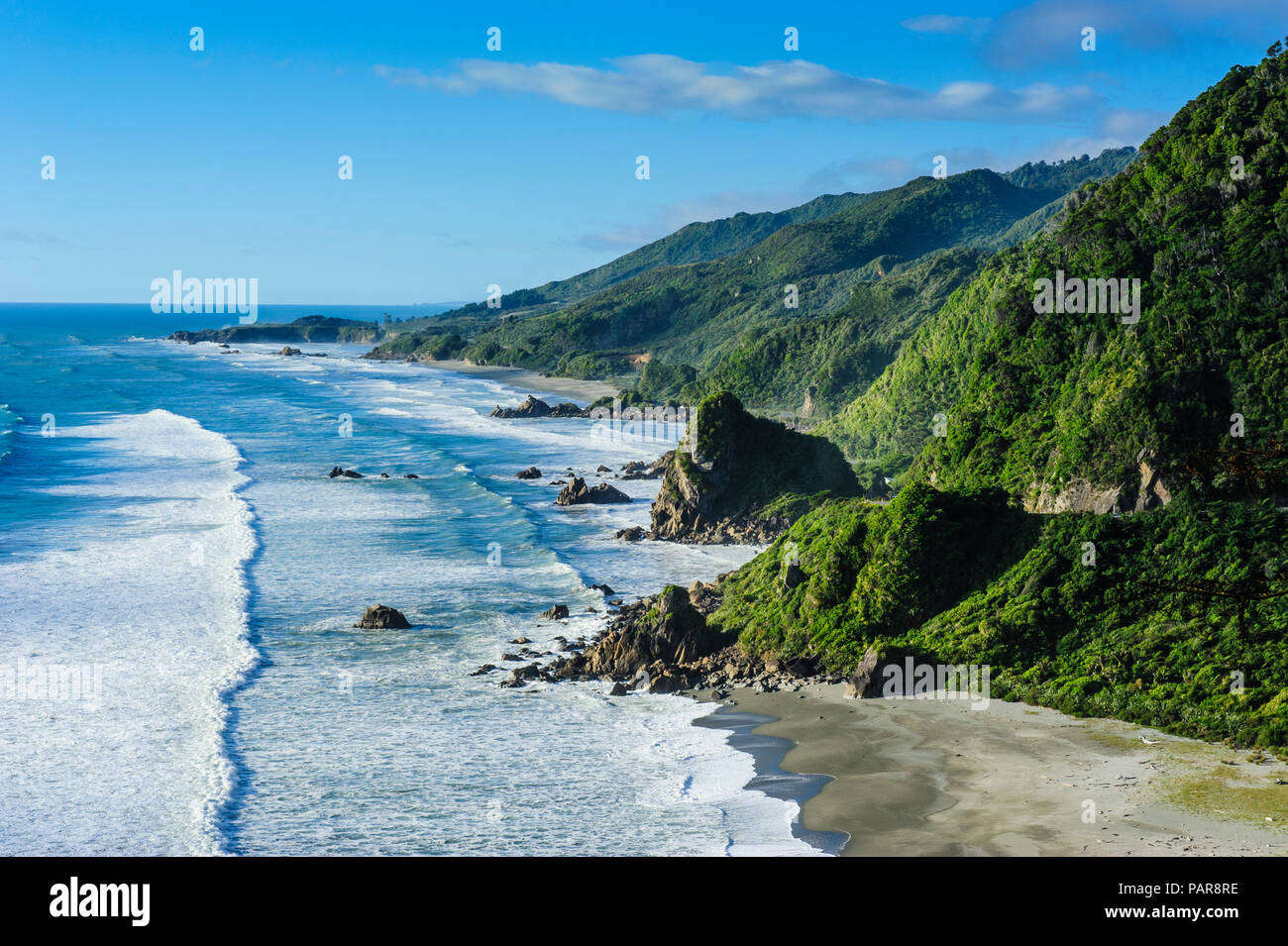 Untouched west coast between Greymouth and Westport, South island, New Zealand Stock Photo