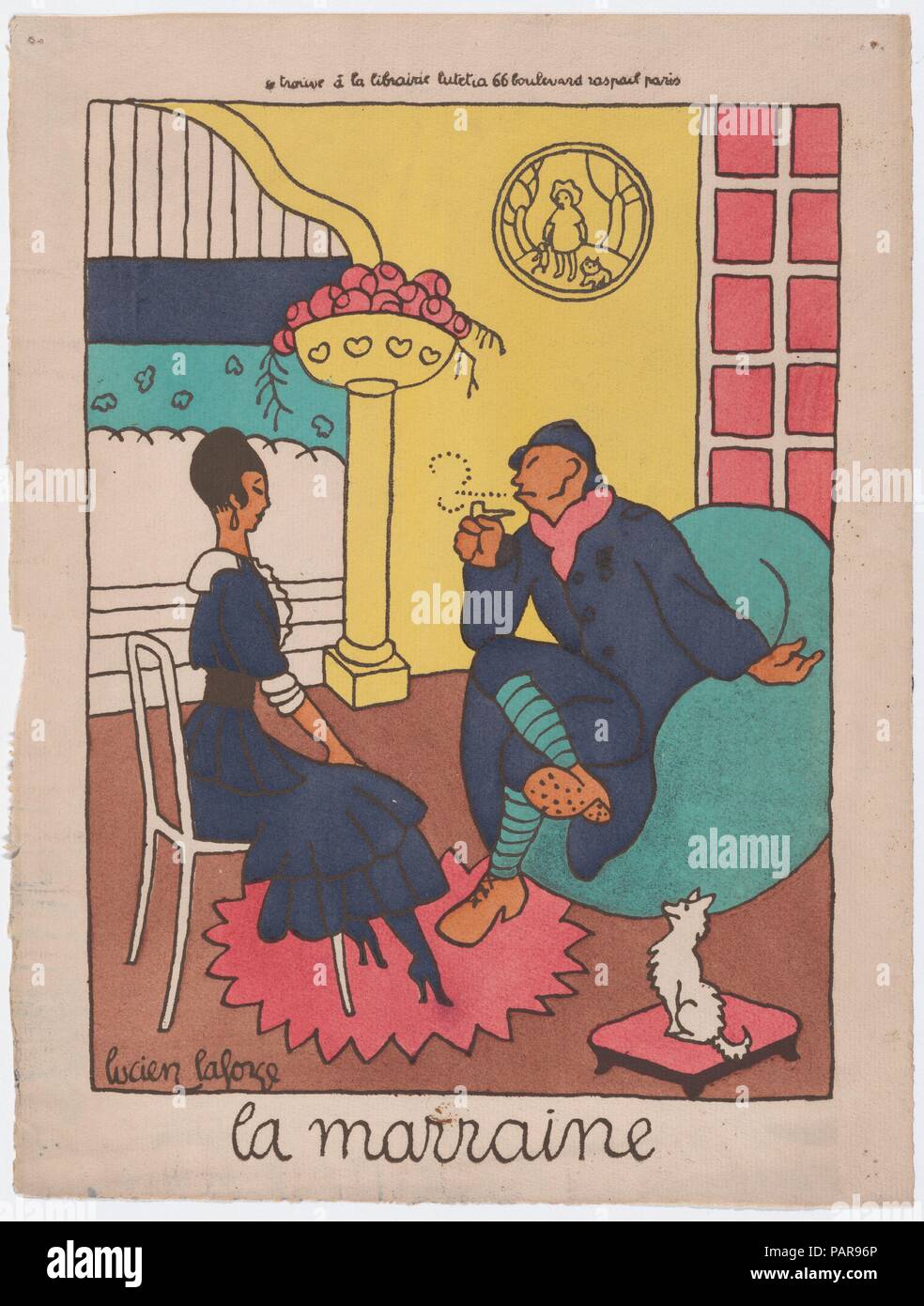 La marraine. Artist: Lucien Laforge (French, Paris 1889-1952 Paris). Dimensions: Image: 10 1/4 × 7 11/16 in. (26 × 19.5 cm)  Sheet: 12 1/2 × 9 3/16 in. (31.8 × 23.3 cm). Date: n.d.. Museum: Metropolitan Museum of Art, New York, USA. Stock Photo