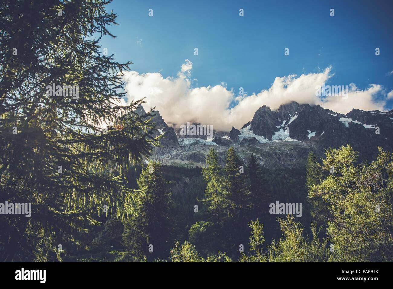 Swiss Alp Mountains Landscape. Jungfrau Region, Switzerland, Europe. Summer Alpine Scenery. Stock Photo