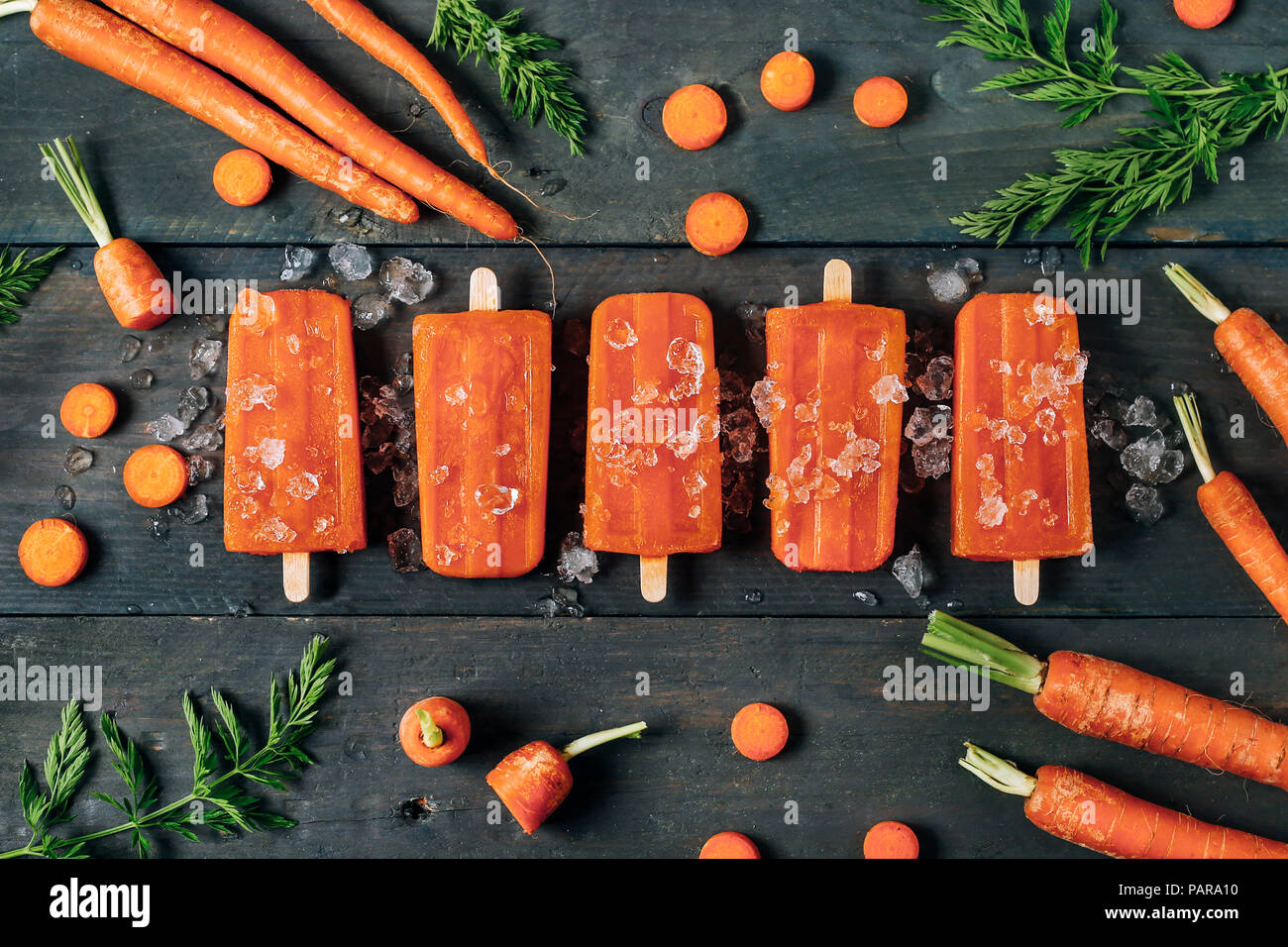 Carrot ice popsicles Stock Photo