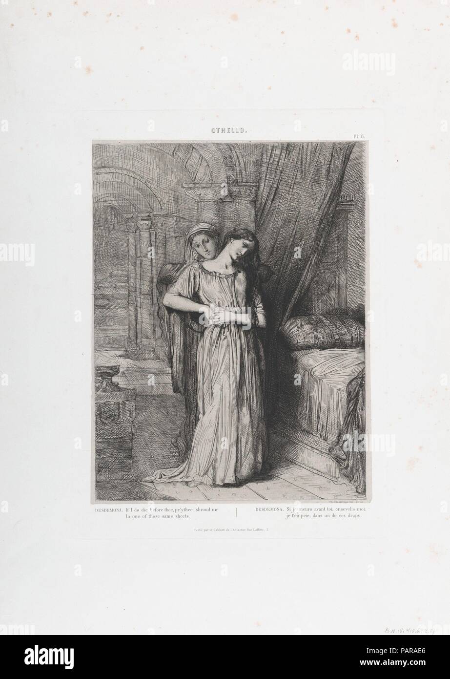 If I Do Die Before Thee Pr Ythee Shroud Me In One Of Those Same Sheets Plate 8 From Othello Act 4 Scene 3 Artist Theodore Chasseriau French Le Limon Saint Domingue West Indies