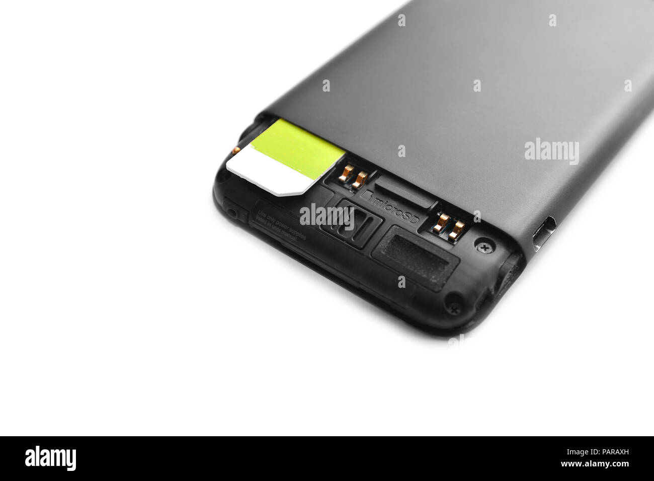 sim card in the mobile phone Stock Photo