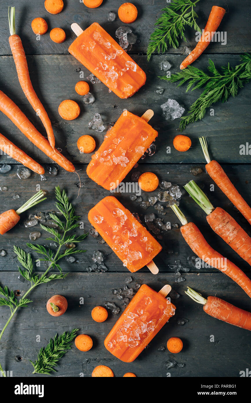 Carrot ice popsicles Stock Photo