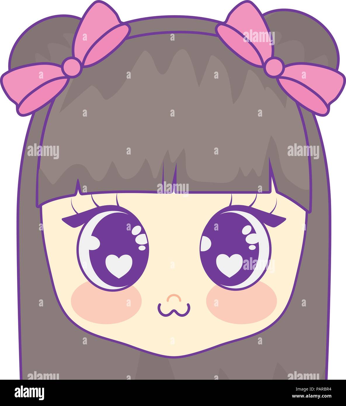 Face of kawaii girl icon over white background, colorful design. vector