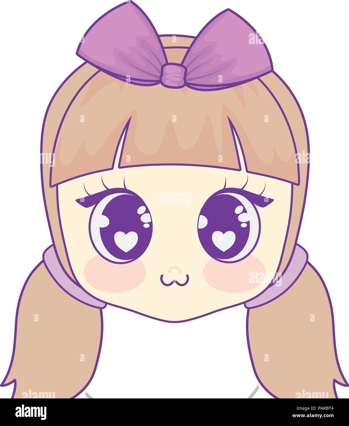 cute kawaii girl face icon over white background, vector illustration