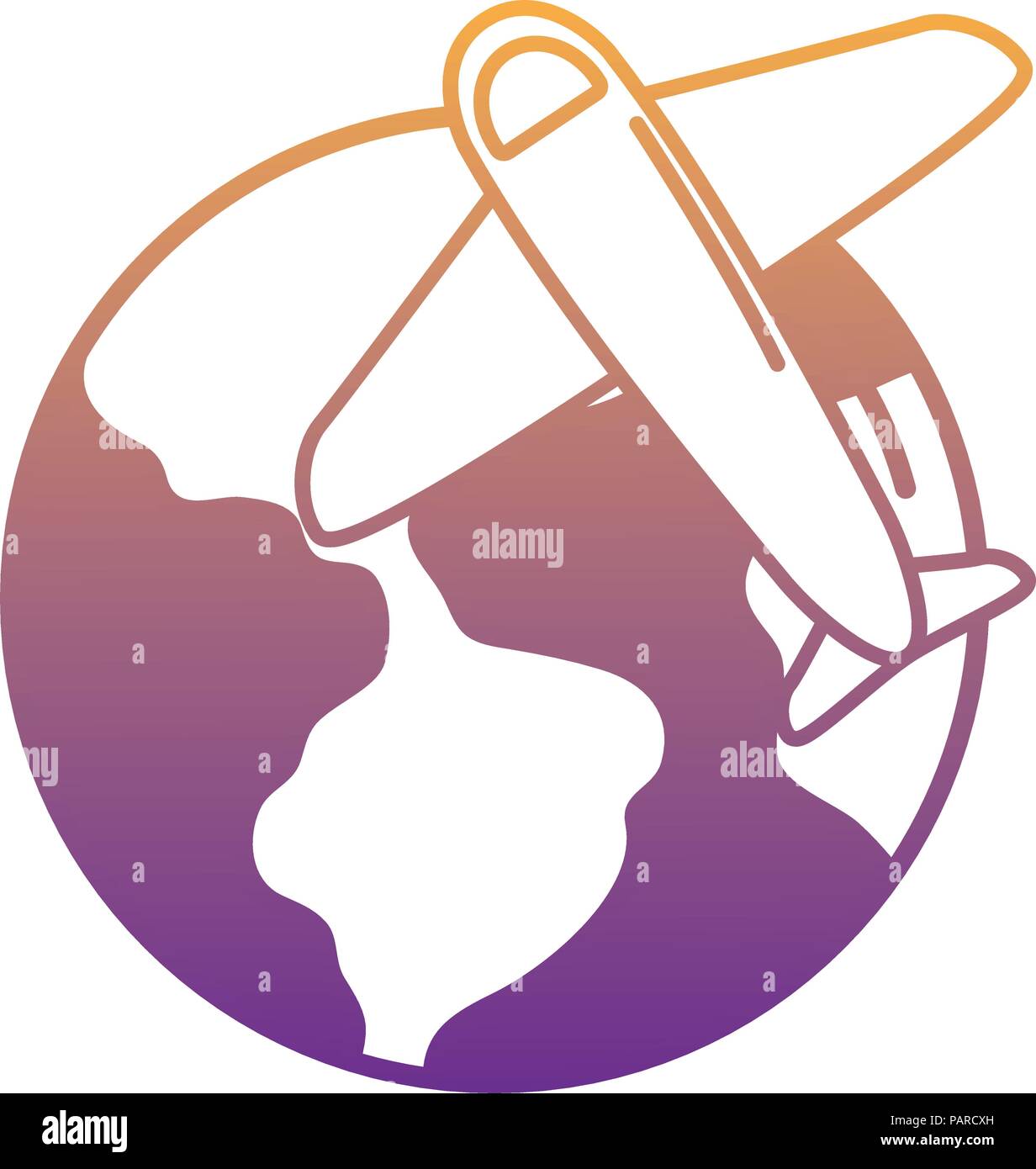 earth planet and airplane icon over white background, vector ...